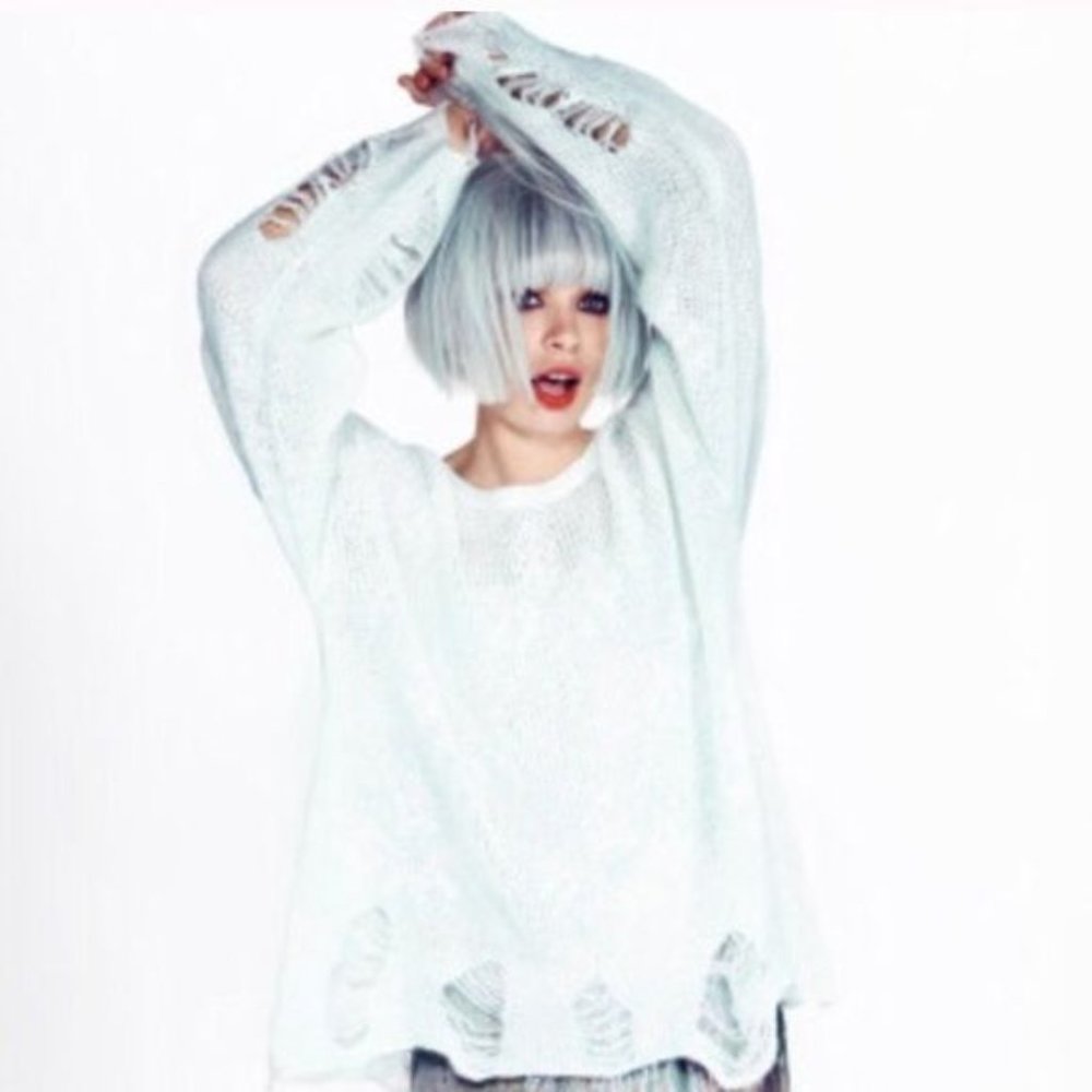 Wildfox Star Clouds Lennon Sweater, Ice Cold, XS